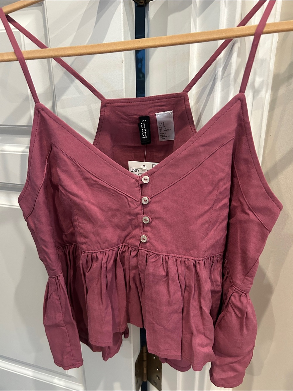 Divided Mauve Cold-Shoulder Button-Front Peplum Top